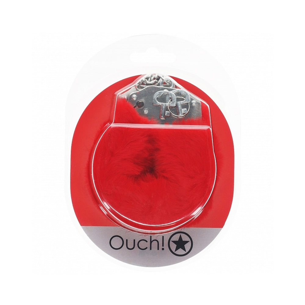 Ouch! Heavy-Duty Fluffy Handcuffs Red-1