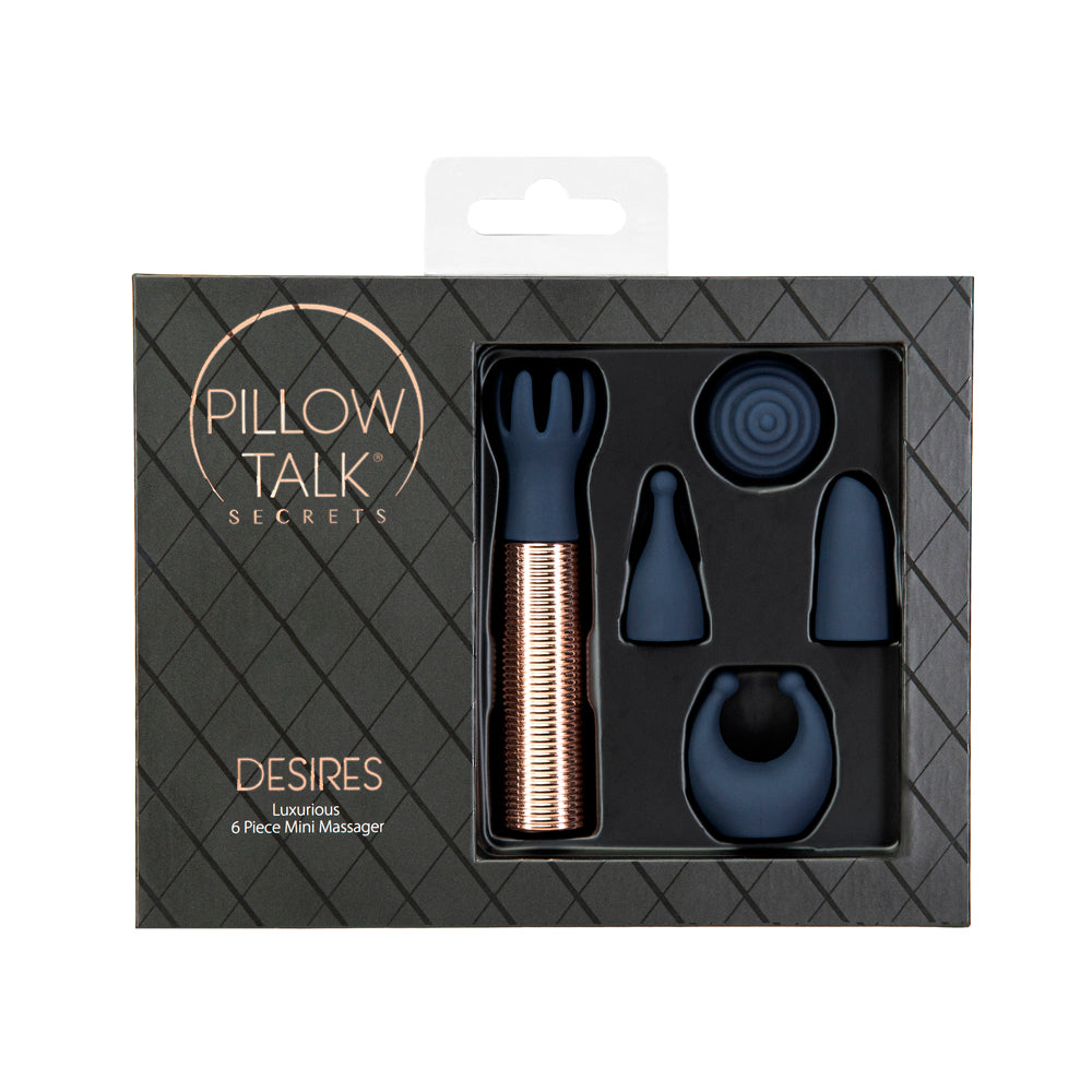 Pillow Talk Secrets Desires 6-Piece Silicone Mini Massager Set - Navy