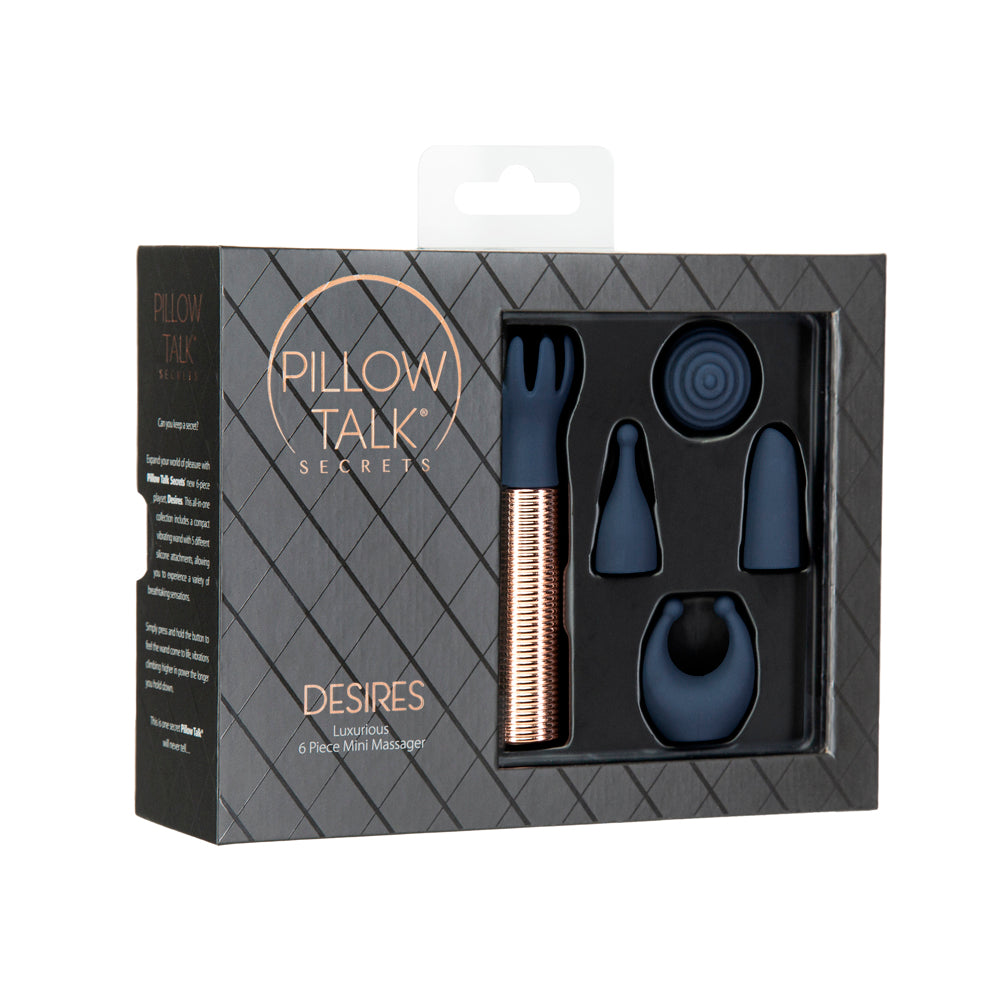 Pillow Talk Secrets Desires 6-Piece Silicone Mini Massager Set - Navy