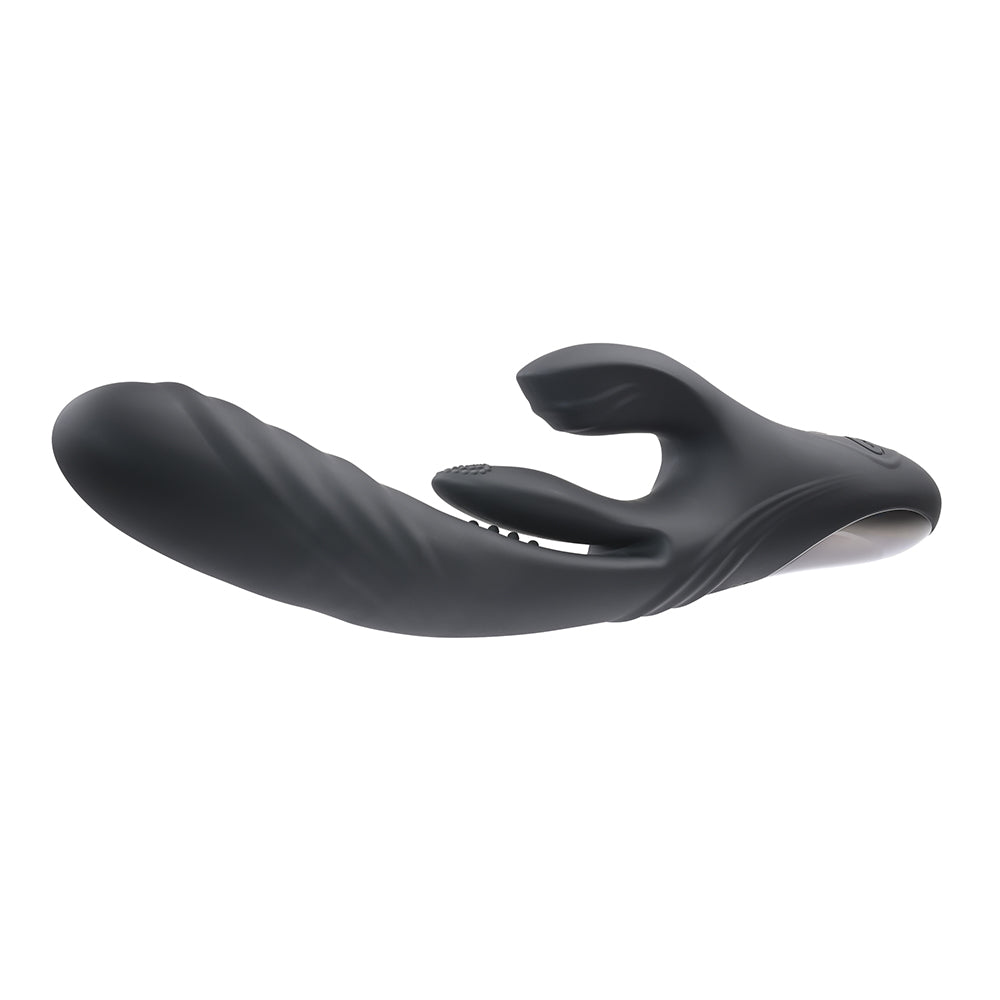 Playboy Rapid Rabbit Rechargeable Silicone Dual Stimulation Vibrator Black-1