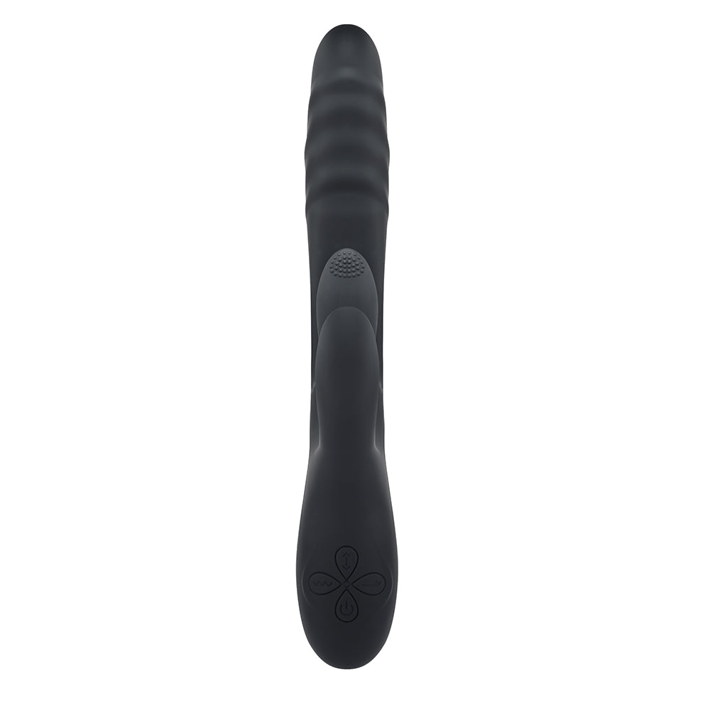 Playboy Rapid Rabbit Rechargeable Silicone Dual Stimulation Vibrator Black-2