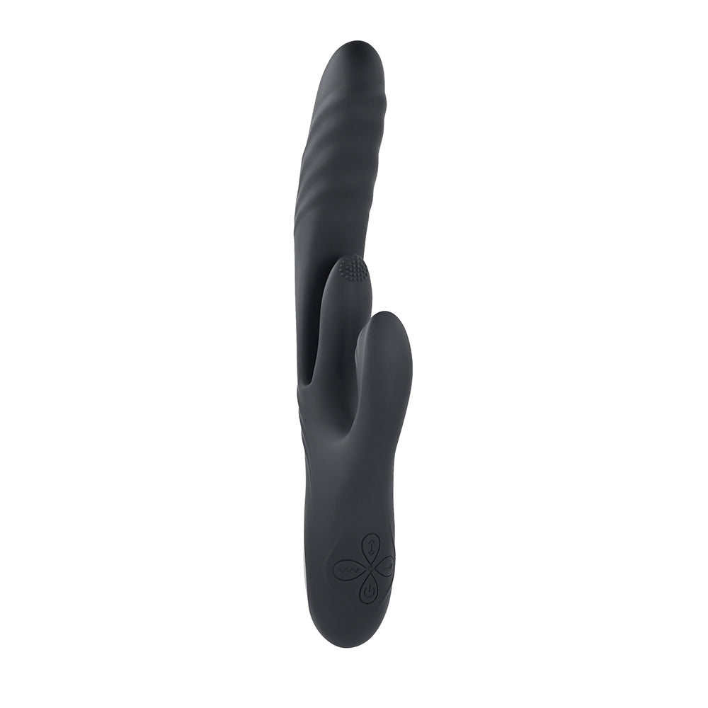 Playboy Rapid Rabbit Rechargeable Silicone Dual Stimulation Vibrator Black-3
